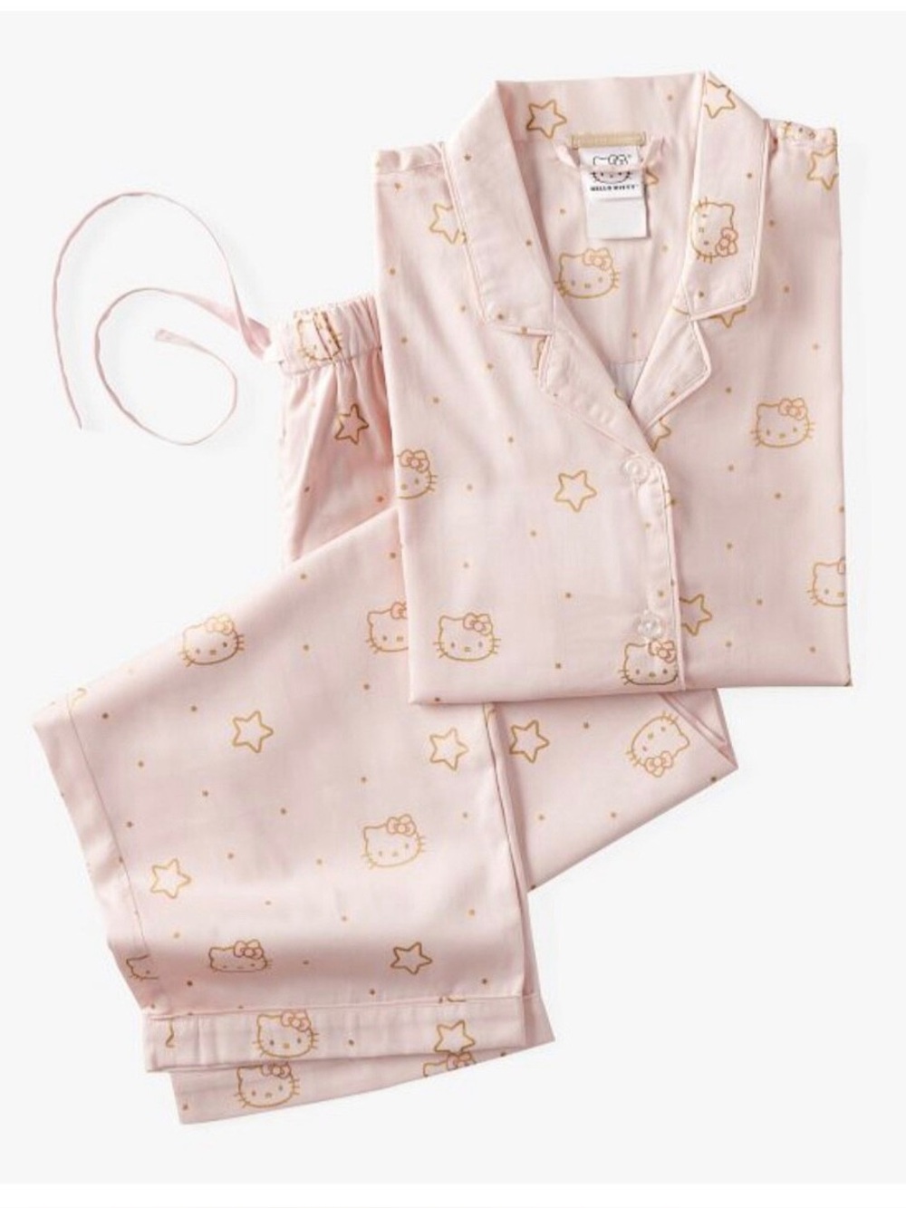 Hello Kitty Metallic Star Blush & Gold Pajama Set
